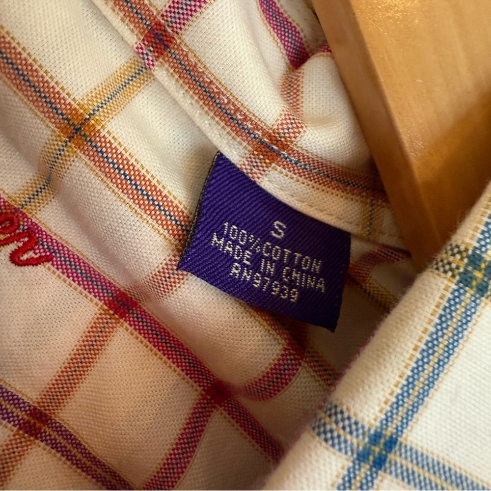 Rainbow Plaid Button Down Men's Small - Picture 5 of 9